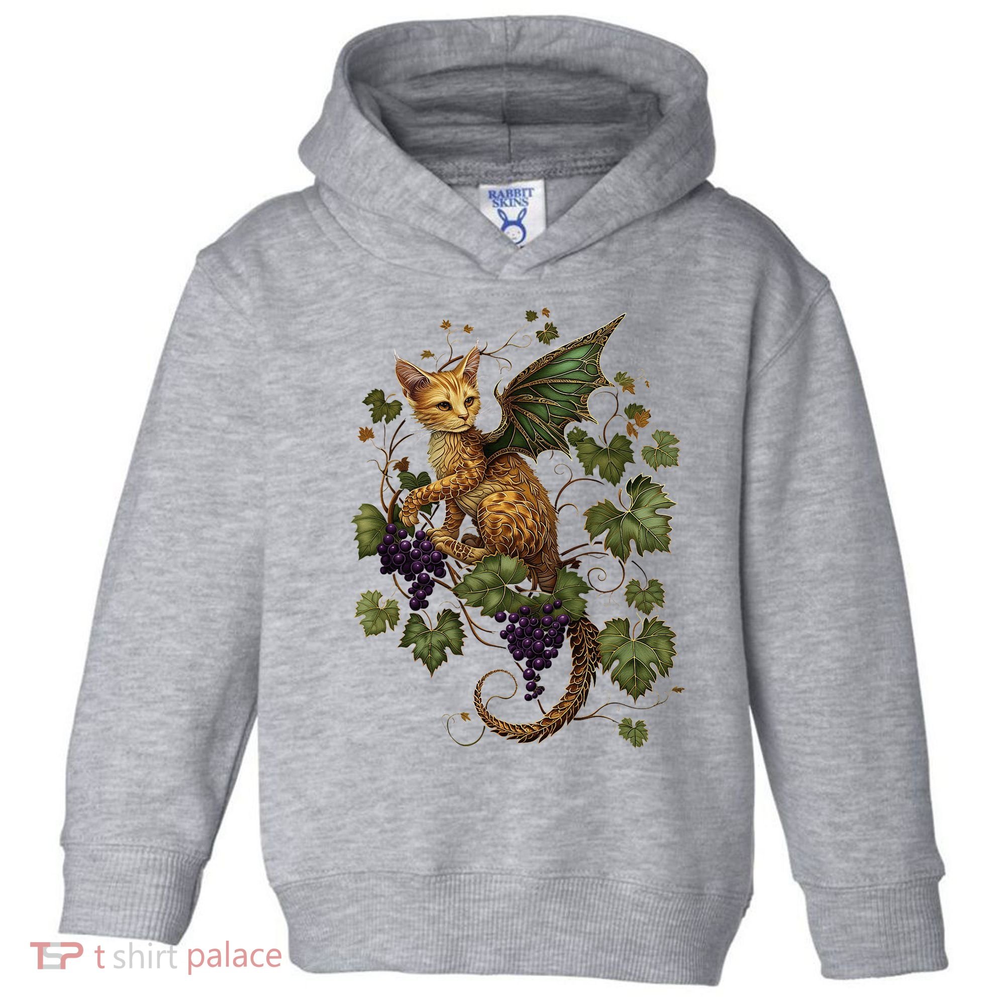 Mystical Orange Tabby Dragon Cat Fae With Grapevines Toddler Hoodie