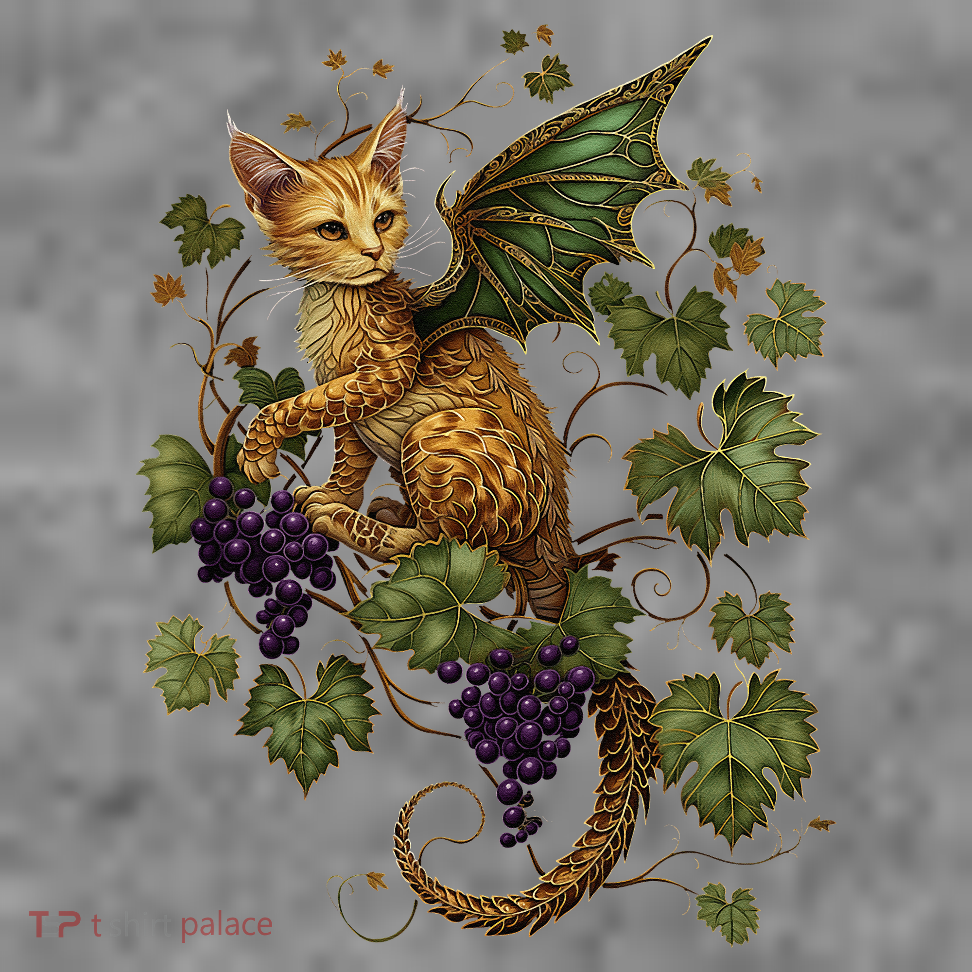 Mystical Orange Tabby Dragon Cat Fae With Grapevines Toddler Hoodie