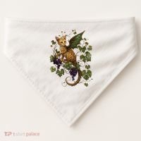 Mystical Orange Tabby Dragon Cat Fae With Grapevines USA-Made Doggie Bandana thumb 0