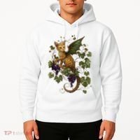 Mystical Orange Tabby Dragon Cat Fae With Grapevines Hoodie thumb 2