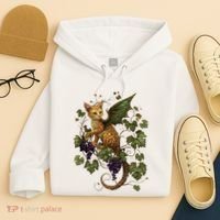Mystical Orange Tabby Dragon Cat Fae With Grapevines Hoodie thumb 4