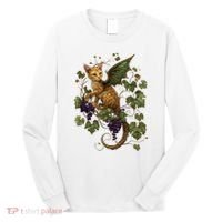 Mystical Orange Tabby Dragon Cat Fae With Grapevines Long Sleeve Shirt thumb 0