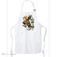Mystical Orange Tabby Dragon Cat Fae With Grapevines Apron thumb 0