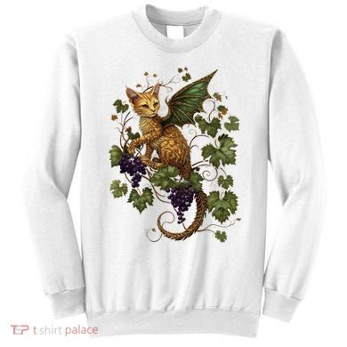 Mystical Orange Tabby Dragon Cat Fae With Grapevines Sweatshirt