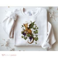 Mystical Orange Tabby Dragon Cat Fae With Grapevines Sweatshirt thumb 2