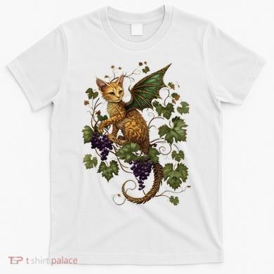 Mystical Orange Tabby Dragon Cat Fae With Grapevines T-Shirt