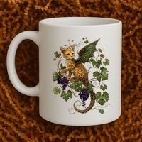Mystical Orange Tabby Dragon Cat Fae With Grapevines Coffee Mug thumb 2