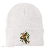 Mystical Orange Tabby Dragon Cat Fae With Grapevines Beanie thumb 0