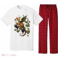 Mystical Orange Tabby Dragon Cat Fae With Grapevines Pajama Set thumb 0