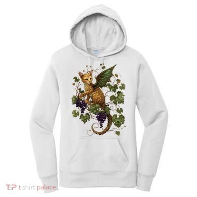 Mystical Orange Tabby Dragon Cat Fae With Grapevines Women's Hoodie