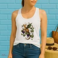 Mystical Orange Tabby Dragon Cat Fae With Grapevines Women's Tank Top thumb 2