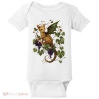 Mystical Orange Tabby Dragon Cat Fae With Grapevines Baby Bodysuit thumb 0