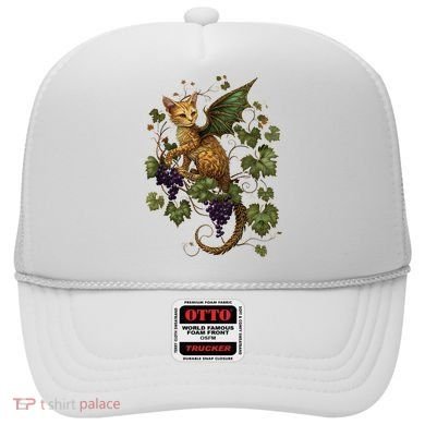 Mystical Orange Tabby Dragon Cat Fae With Grapevines Hat