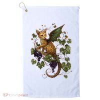 Mystical Orange Tabby Dragon Cat Fae With Grapevines Golf Towel thumb 0