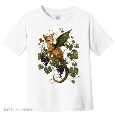 Mystical Orange Tabby Dragon Cat Fae With Grapevines Toddler T-Shirt