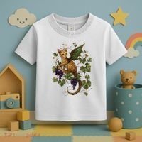 Mystical Orange Tabby Dragon Cat Fae With Grapevines Toddler T-Shirt thumb 3