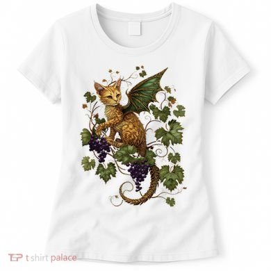 Mystical Orange Tabby Dragon Cat Fae With Grapevines Women's T-Shirt