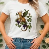 Mystical Orange Tabby Dragon Cat Fae With Grapevines Women's T-Shirt thumb 2