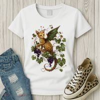Mystical Orange Tabby Dragon Cat Fae With Grapevines Women's T-Shirt thumb 3