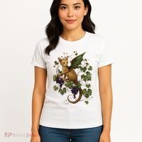 Mystical Orange Tabby Dragon Cat Fae With Grapevines Women's T-Shirt thumb 4