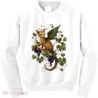 Mystical Orange Tabby Dragon Cat Fae With Grapevines Kids Sweatshirt thumb 0