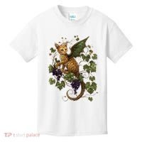 Mystical Orange Tabby Dragon Cat Fae With Grapevines Kids T-Shirt thumb 0