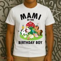 Mami Of The Birthday Boy Farm Animals Farm Theme Party  T-Shirt thumb 3
