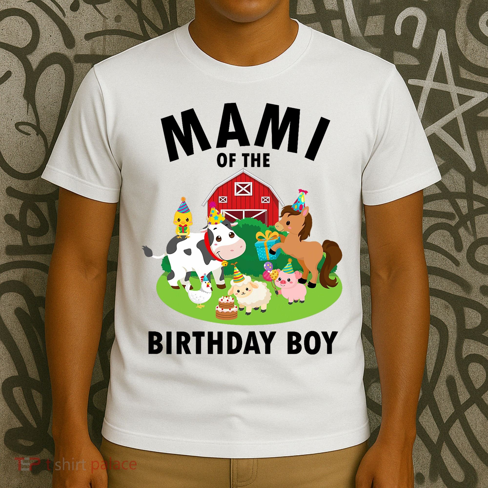 Mami Of The Birthday Boy Farm Animals Farm Theme Party  T-Shirt