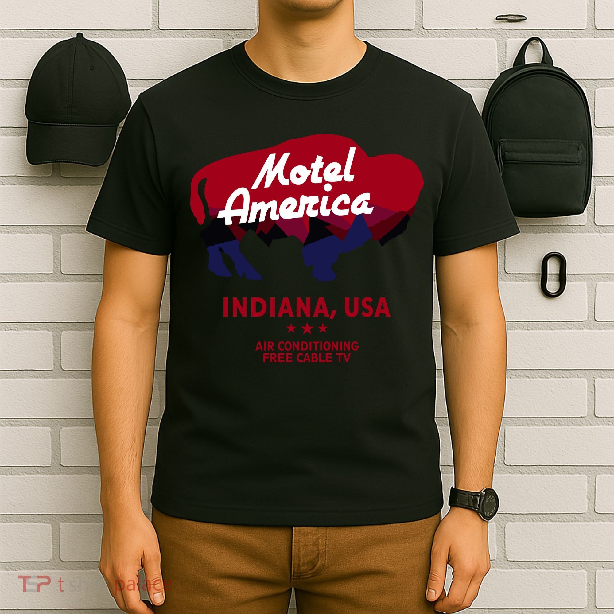 Motel America Indiana, USA Air Conditioning Free Cable TV T-Shirt