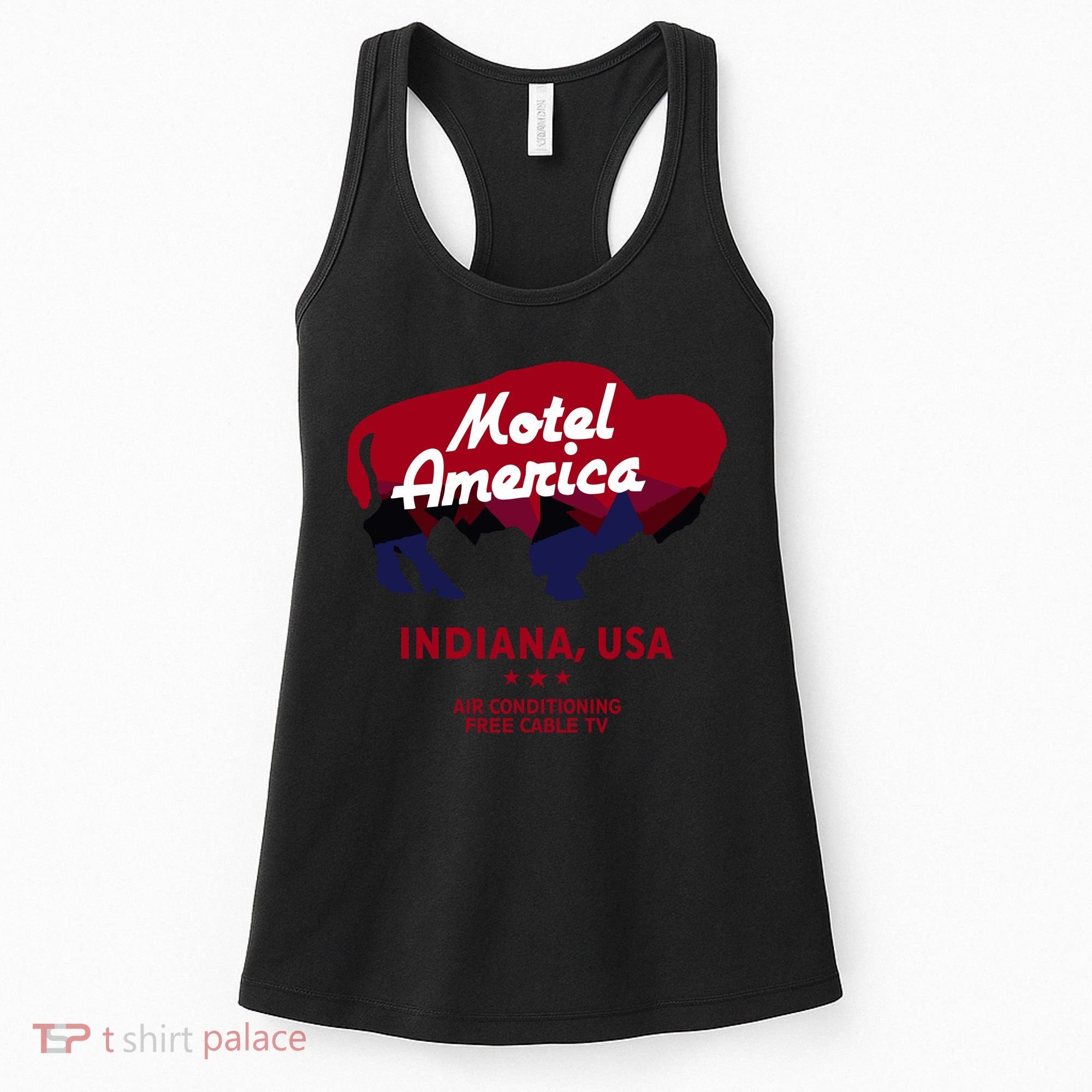 Motel America Indiana, USA Air Conditioning Free Cable TV Women's Tank Top