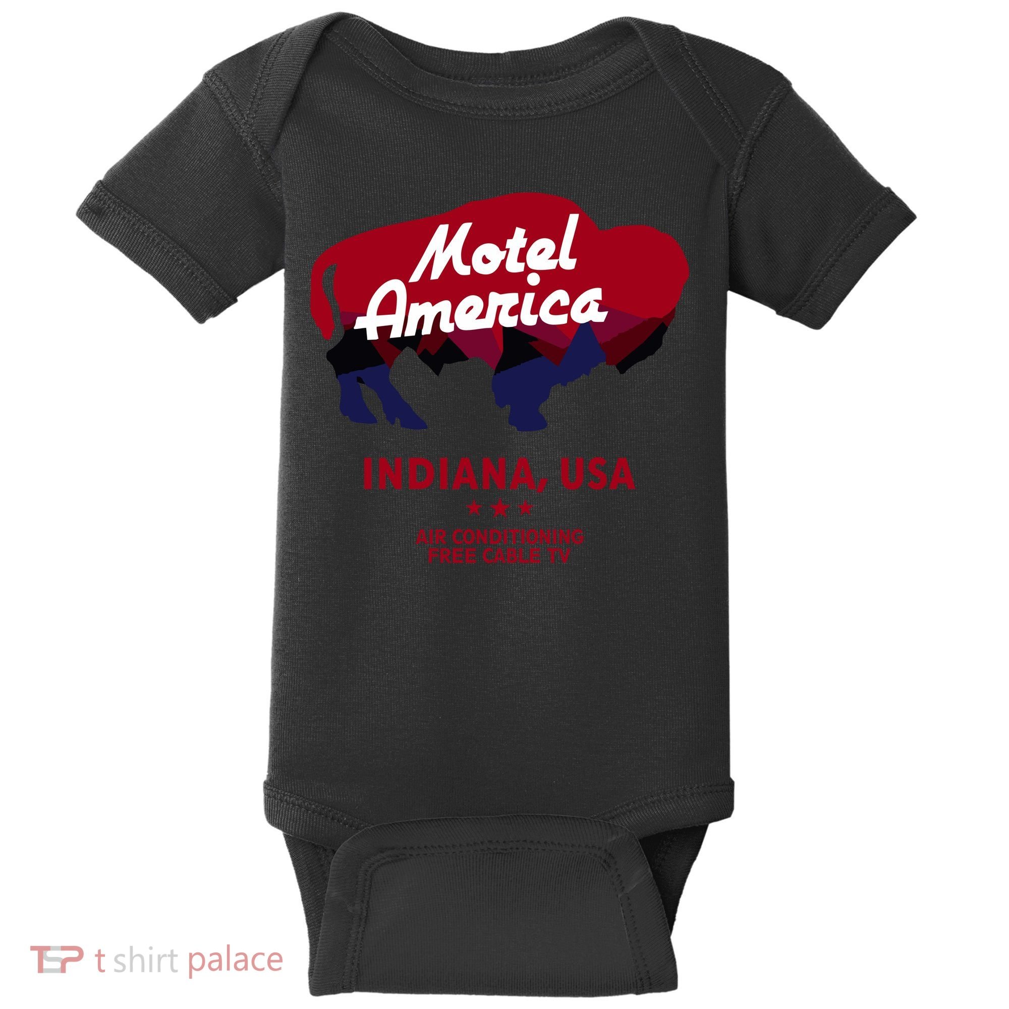 Motel America Indiana, USA Air Conditioning Free Cable TV Baby Bodysuit