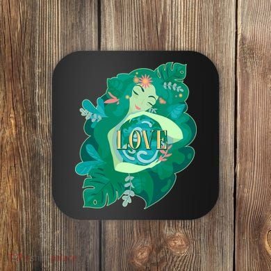 Mother Earth Hugging Earth Love Earth Day Coaster