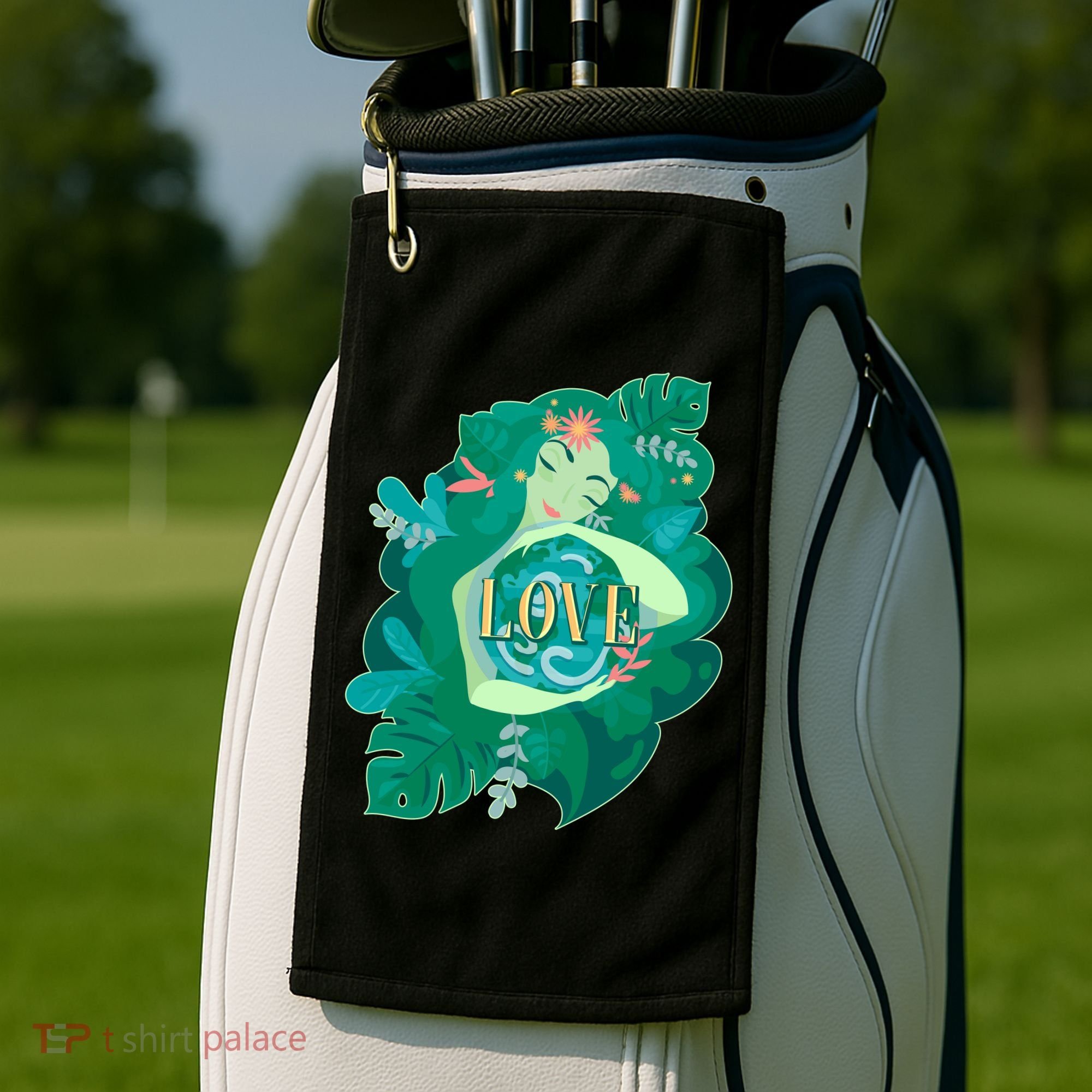 Mother Earth Hugging Earth Love Earth Day Golf Towel