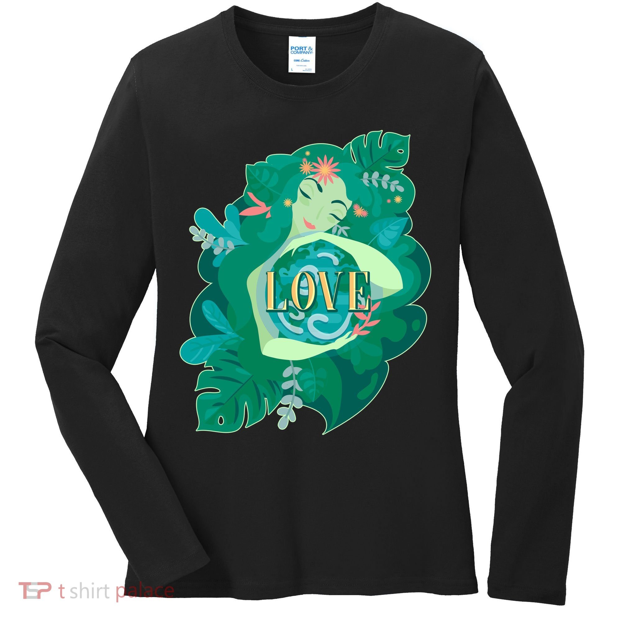 Mother Earth Hugging Earth Love Earth Day Women's Long Sleeve Shirt