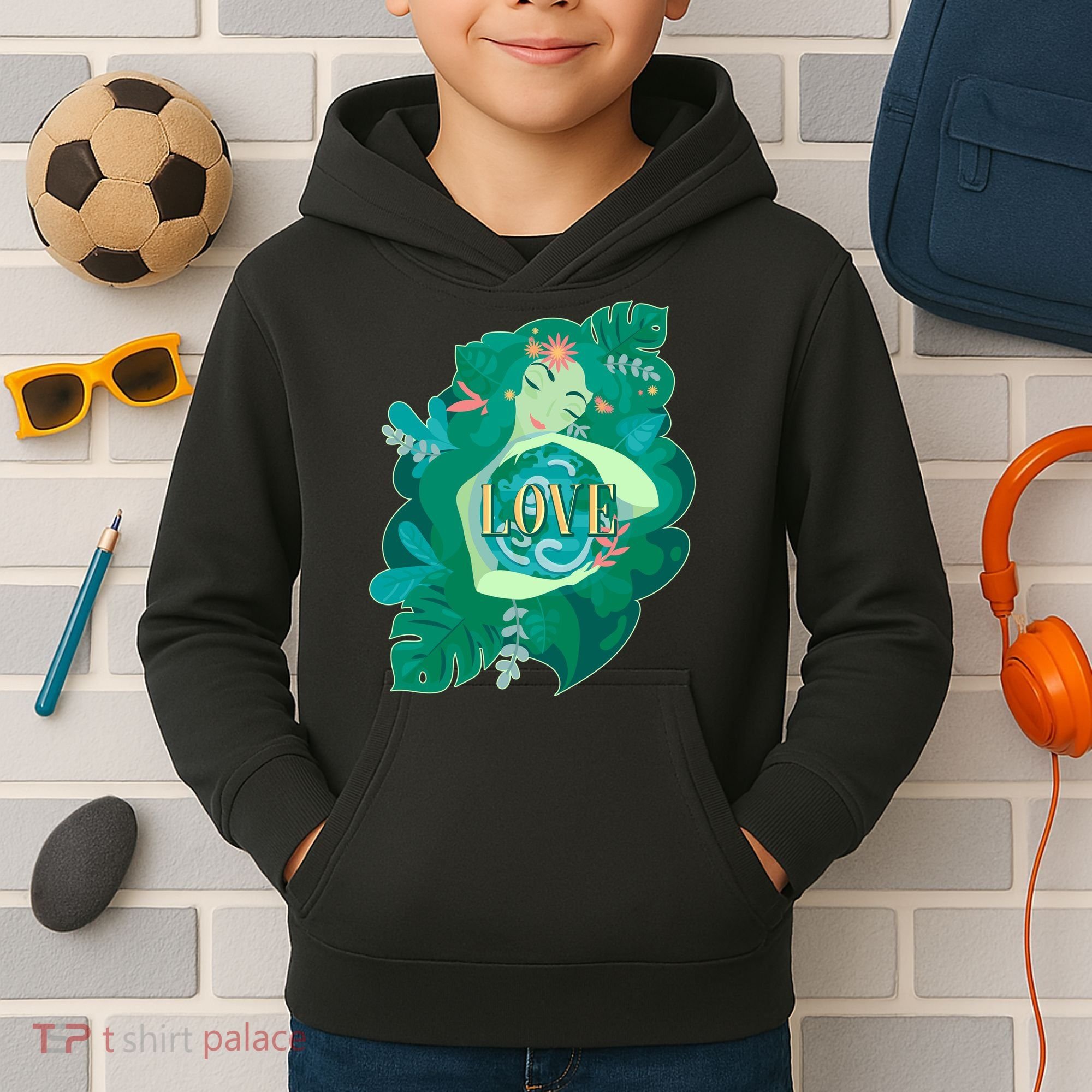 Mother Earth Hugging Earth Love Earth Day Kids Hoodie