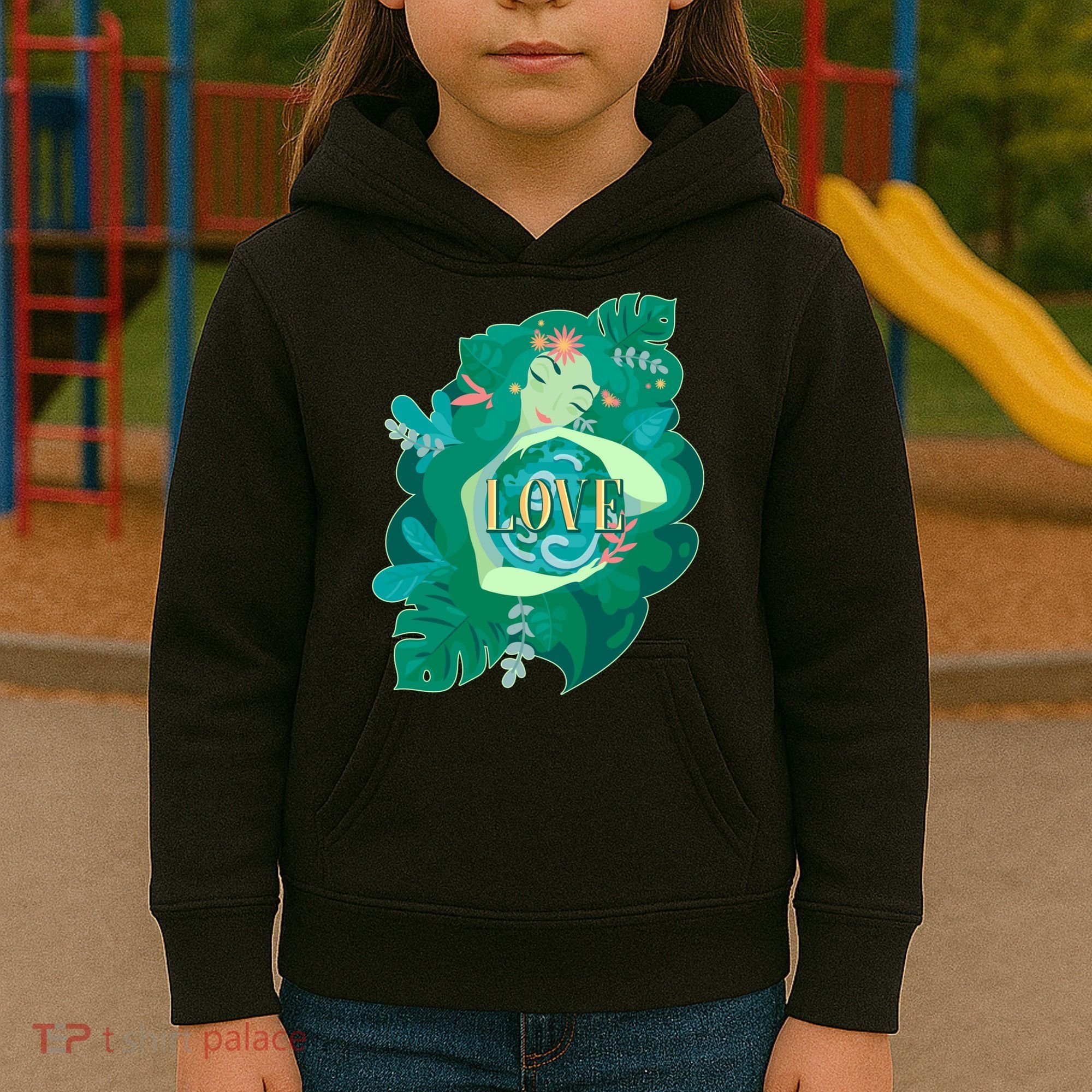 Mother Earth Hugging Earth Love Earth Day Kids Hoodie