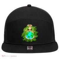 Mother Gaia Earth World Cute 7 Panel Mesh Trucker Snapback Hat thumb 0
