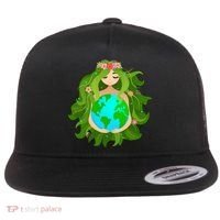 Mother Gaia Earth World Cute Flat Bill Trucker Hat thumb 0