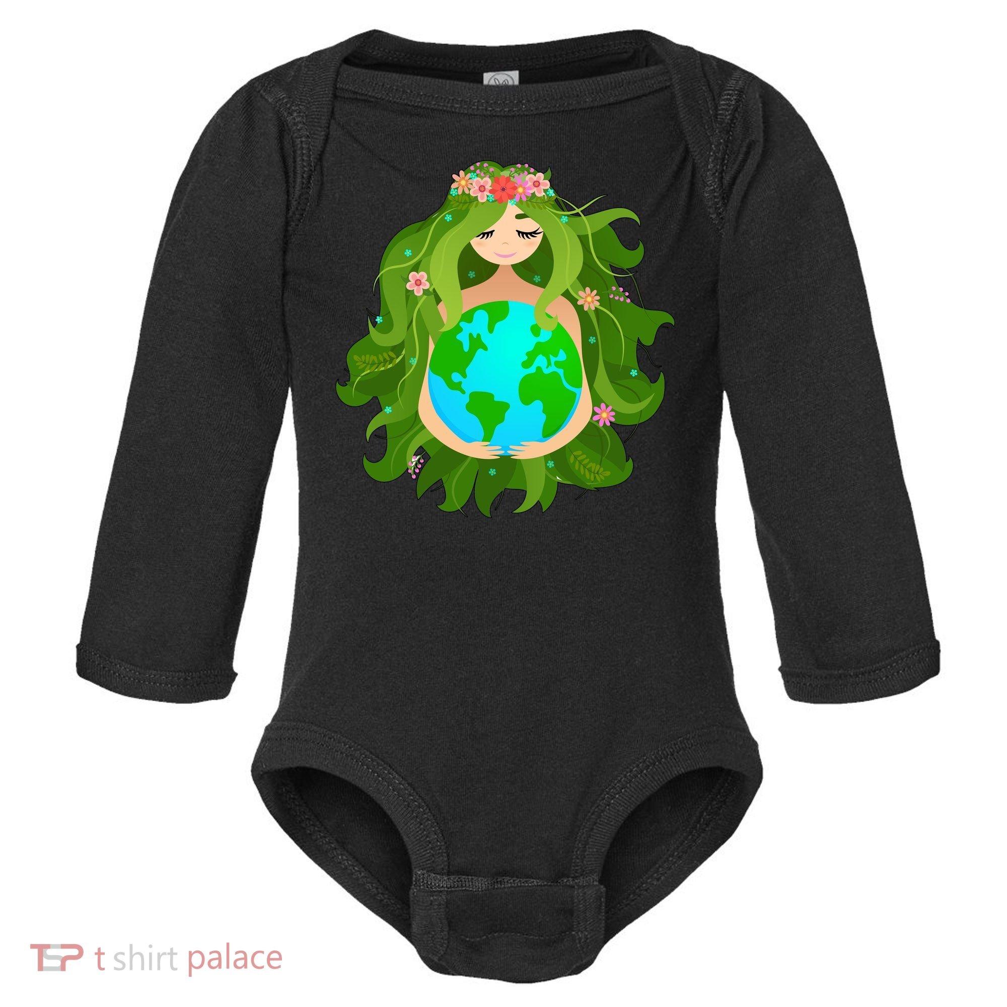 Mother Gaia Earth World Cute Baby Long Sleeve Bodysuit