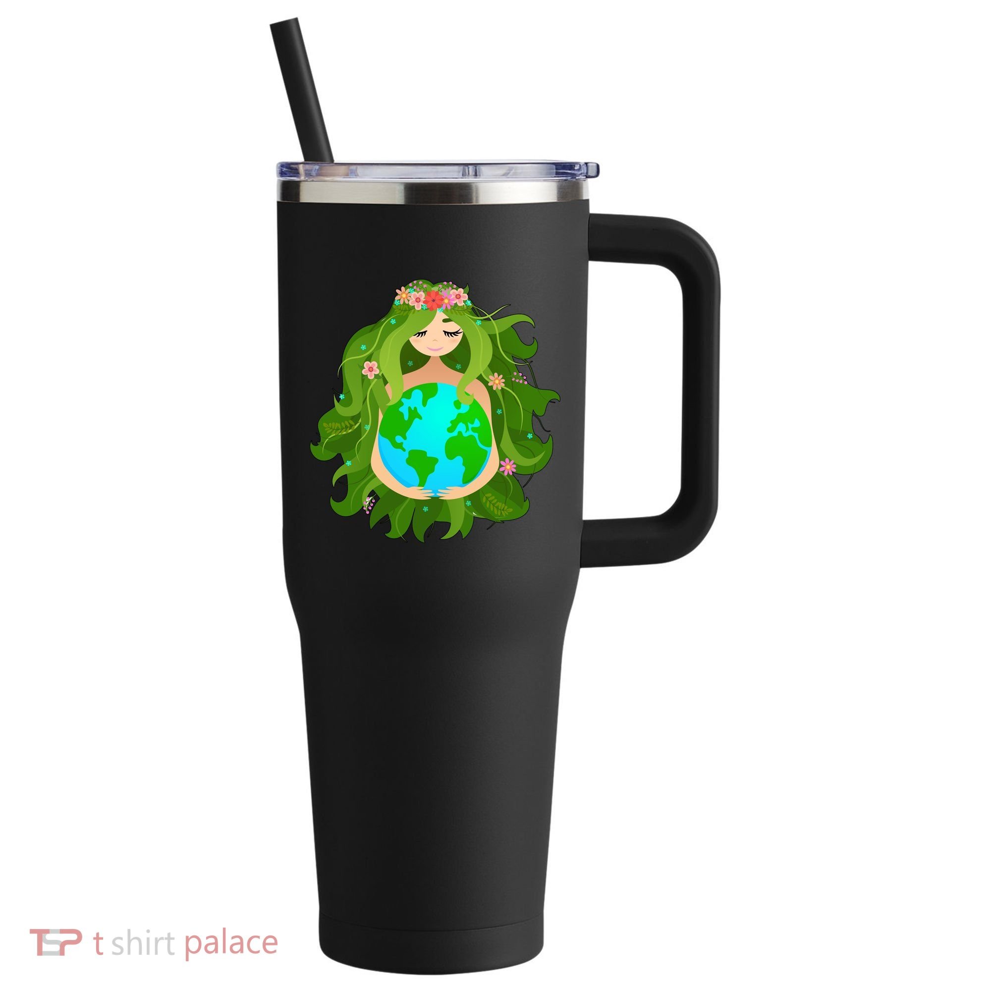 Mother Gaia Earth World Cute 40oz Vacuum Insulated Stainless Steel Travel Tumbler