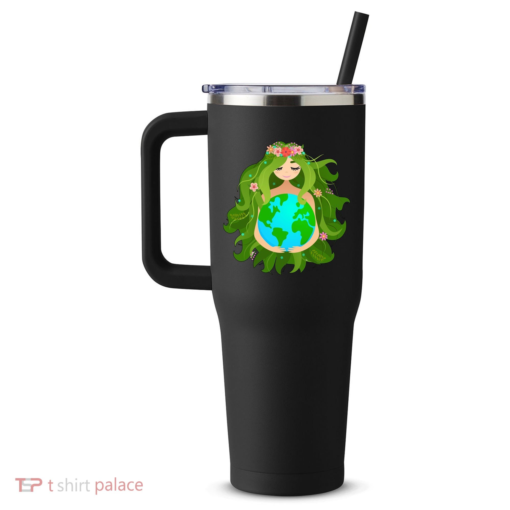 Mother Gaia Earth World Cute 40oz Vacuum Insulated Stainless Steel Travel Tumbler