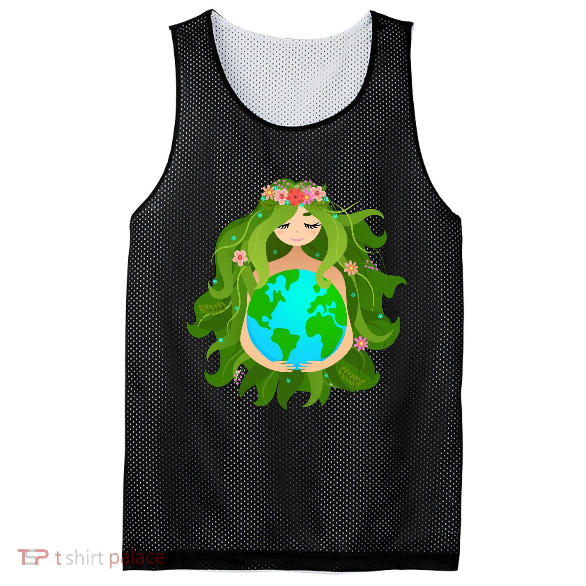 Mother Gaia Earth World Cute Mesh Reversible Basketball Jersey Tank