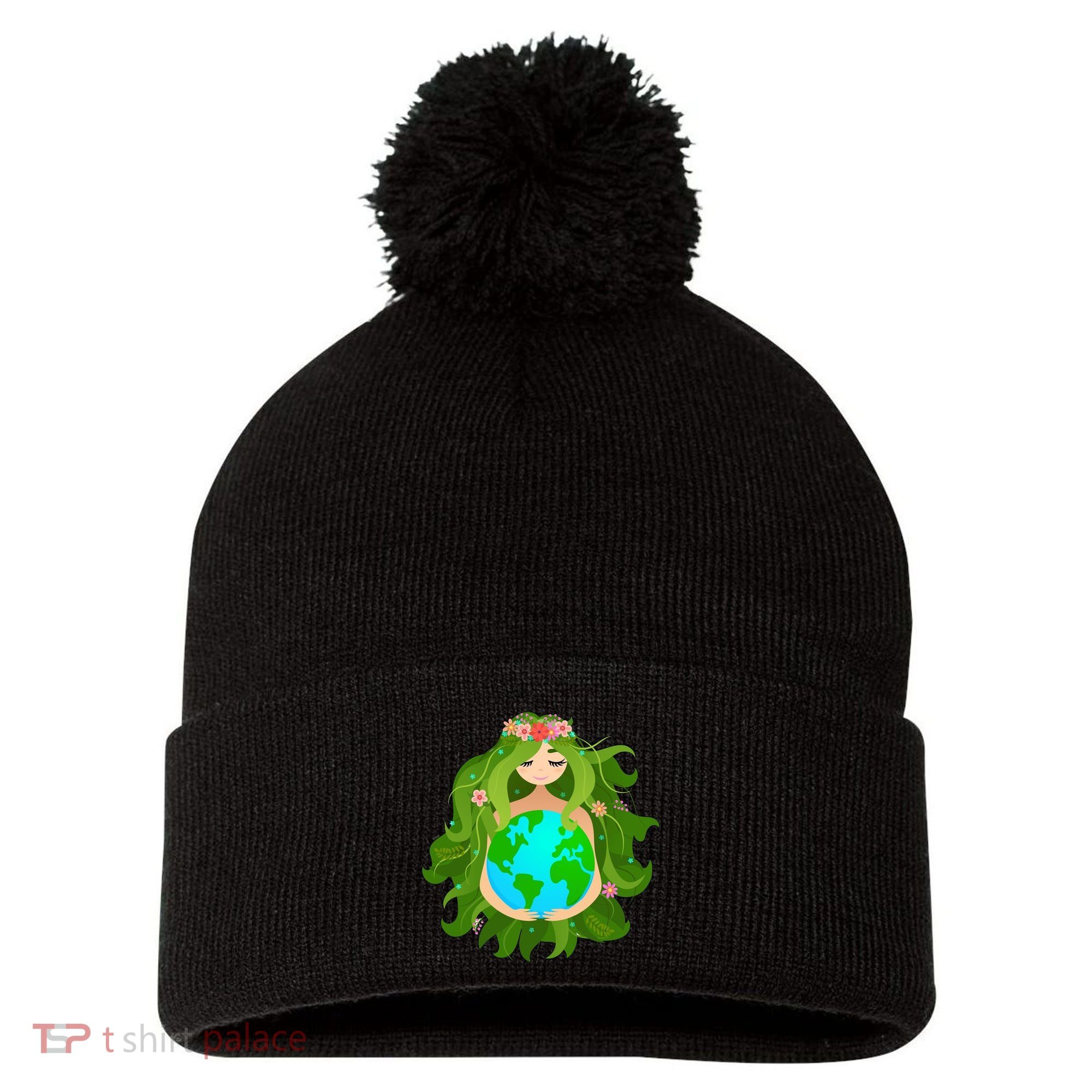 Mother Gaia Earth World Cute Pom Pom 12in Knit Beanie