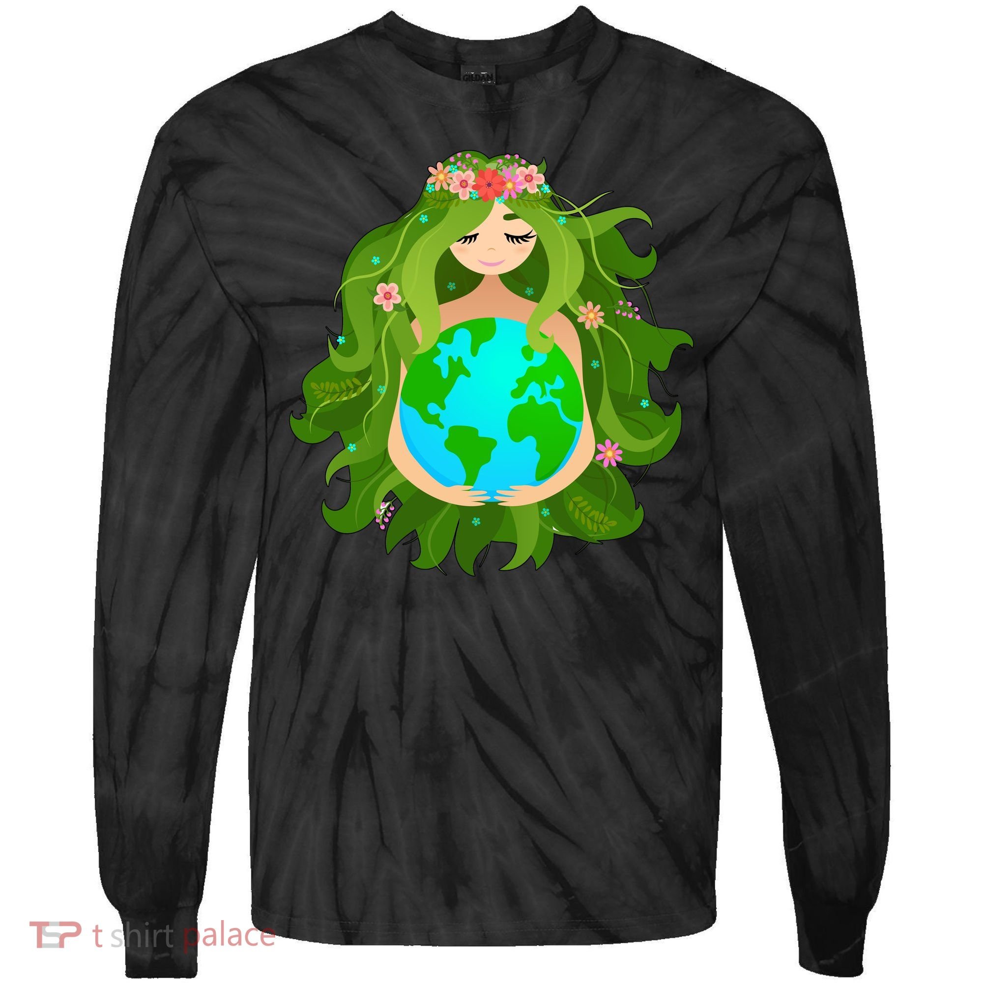 Mother Gaia Earth World Cute Tie-Dye Long Sleeve Shirt