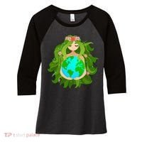 Mother Gaia Earth World Cute Women's Tri-Blend 3/4-Sleeve Raglan Shirt thumb 0