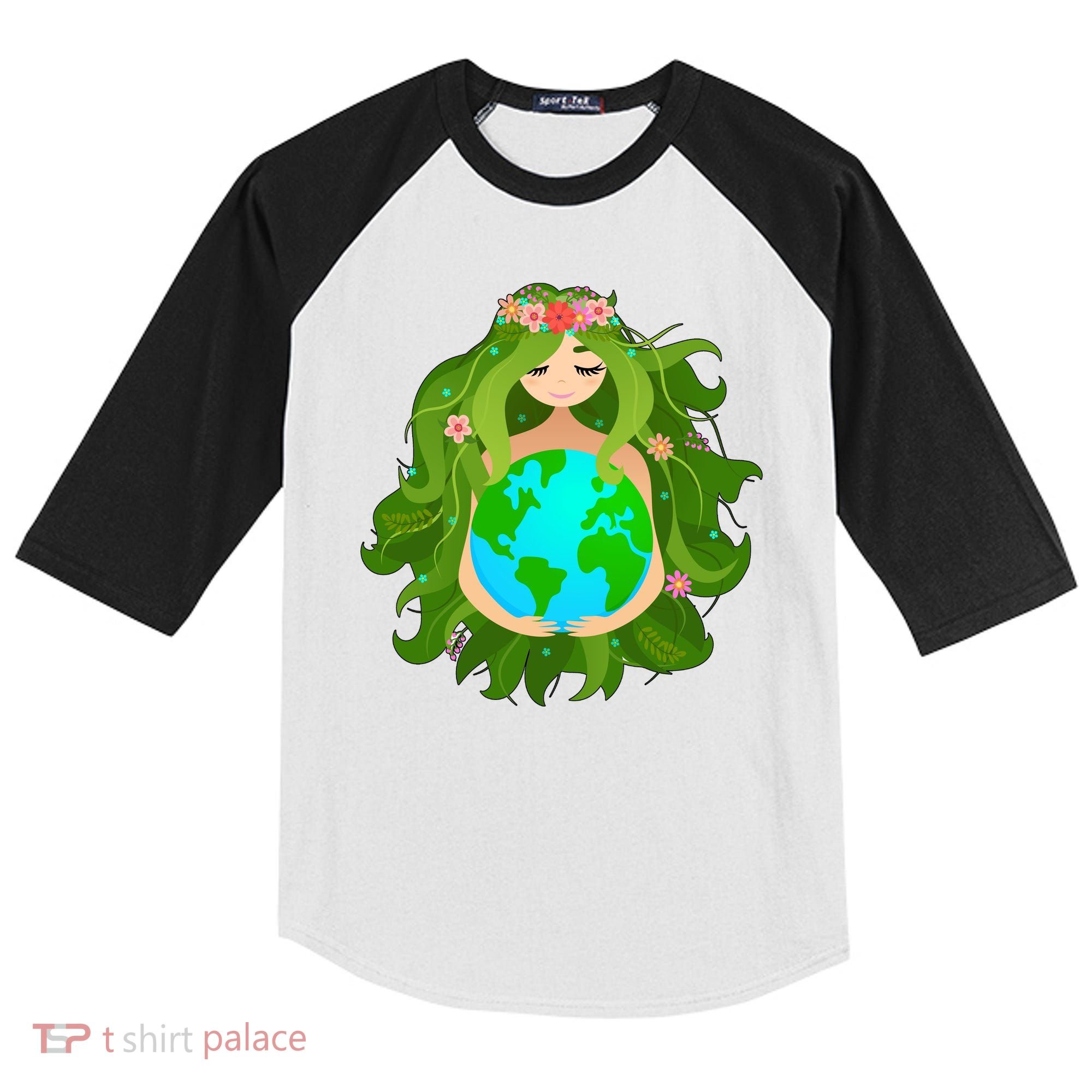 Mother Gaia Earth World Cute Kids Colorblock Raglan Jersey