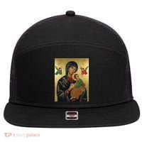 Mother Mary And Jesus 7 Panel Mesh Trucker Snapback Hat thumb 0