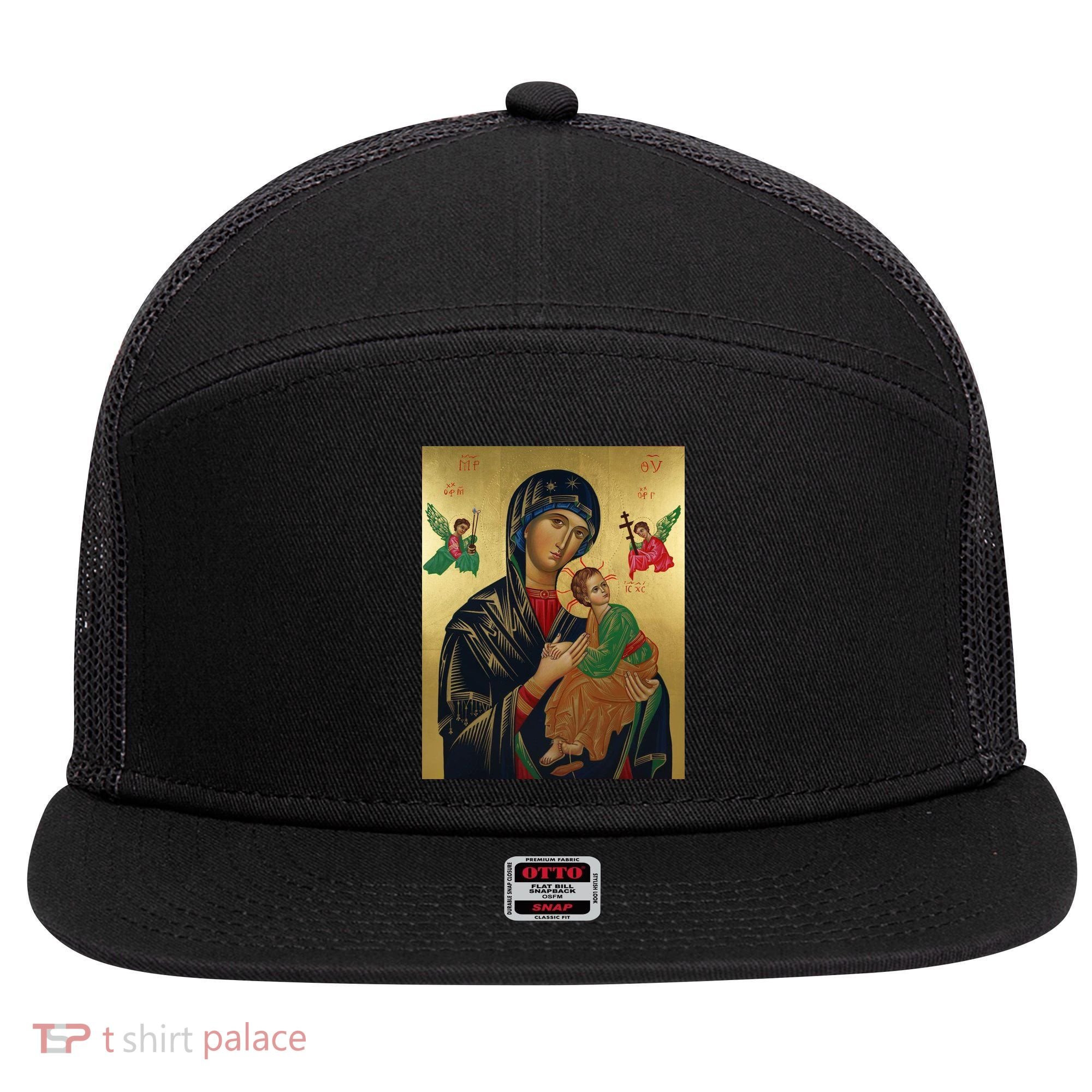 Mother Mary And Jesus 7 Panel Mesh Trucker Snapback Hat