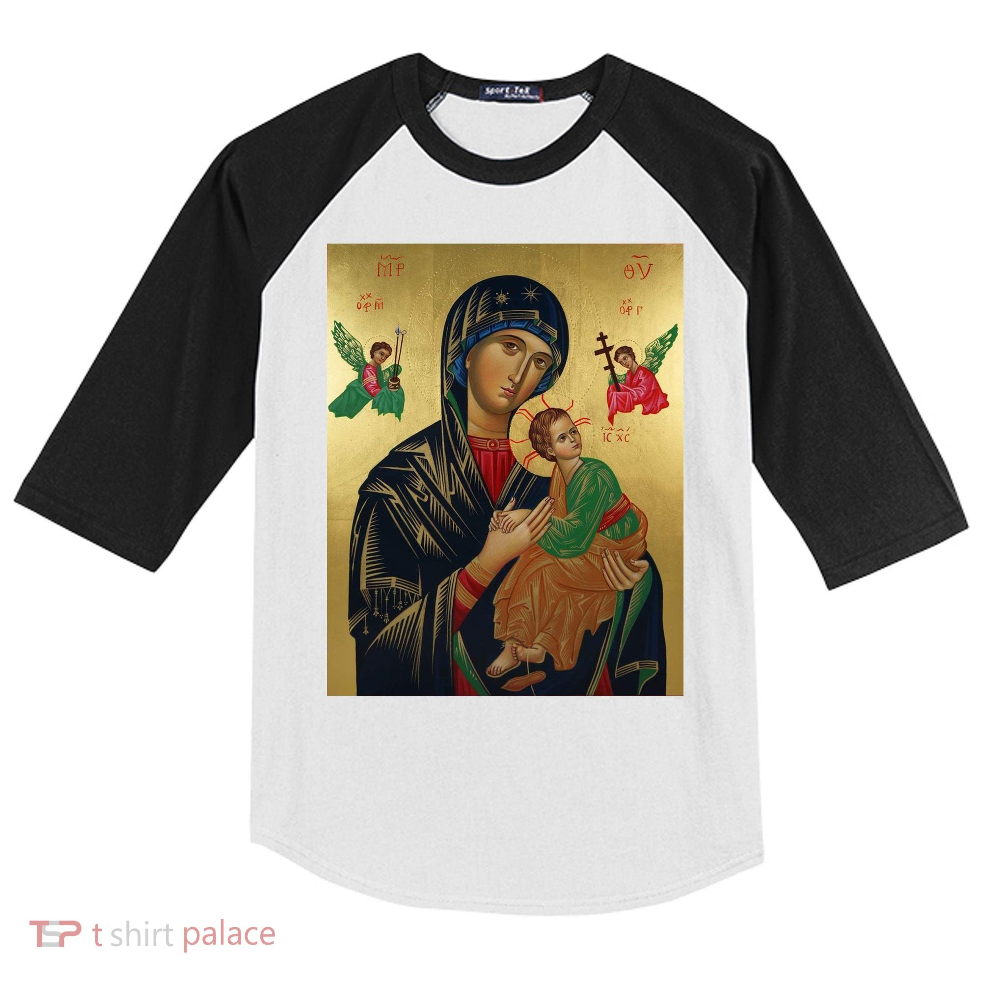 Mother Mary And Jesus Kids Colorblock Raglan Jersey