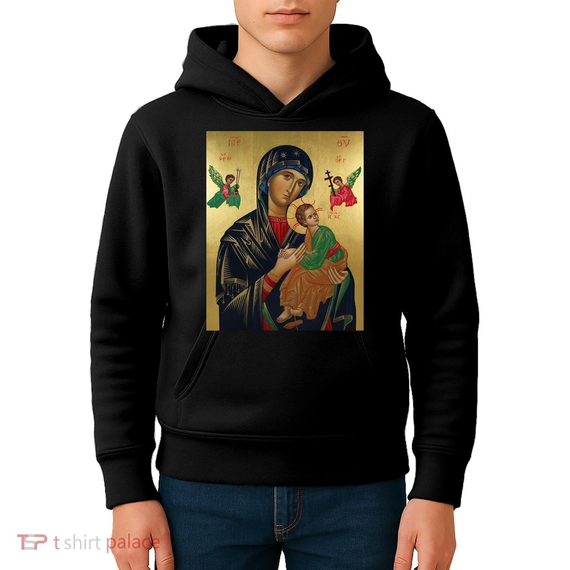 Mother Mary And Jesus Kids Hoodie